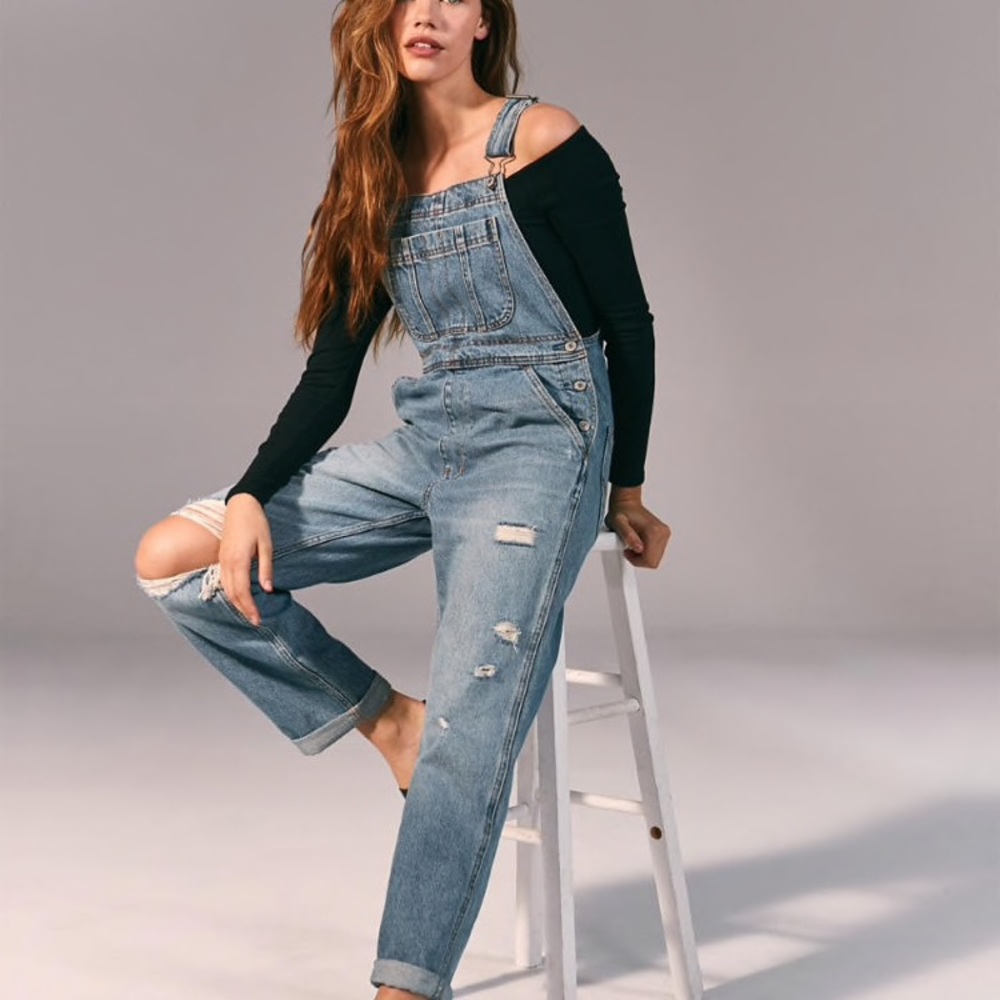 Abercrombie and Fitch Boyfriend fit overalls.